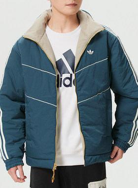 阿迪达斯新年款三叶草外套男装LNY新年款保暖双面穿运动棉服棉衣