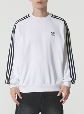 Adidas阿迪三叶草男装秋季新款休闲套头衫舒适圆领卫衣KD1834