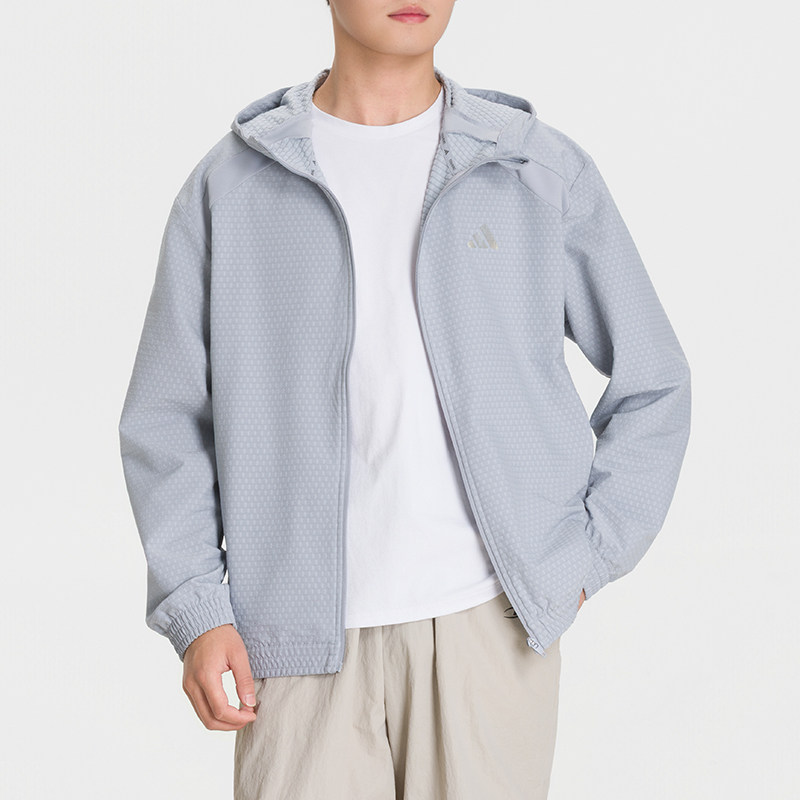 阿迪达斯男装冬季训练运动服加绒梭织连帽夹克日常出行休闲外套