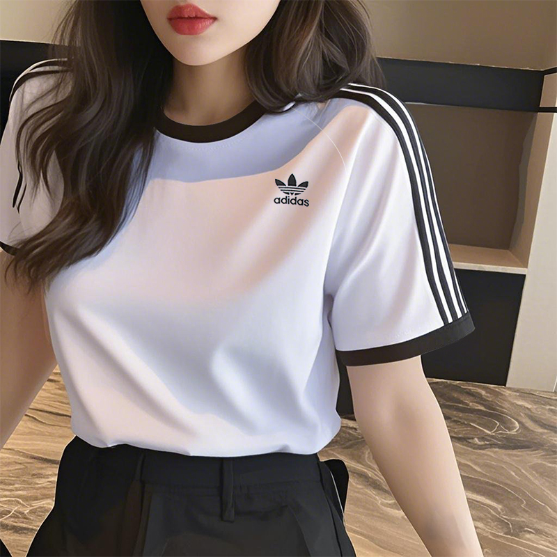 阿迪达斯三叶草短袖女款秋冬新款圆领运动上衣男士休闲纯棉T恤服