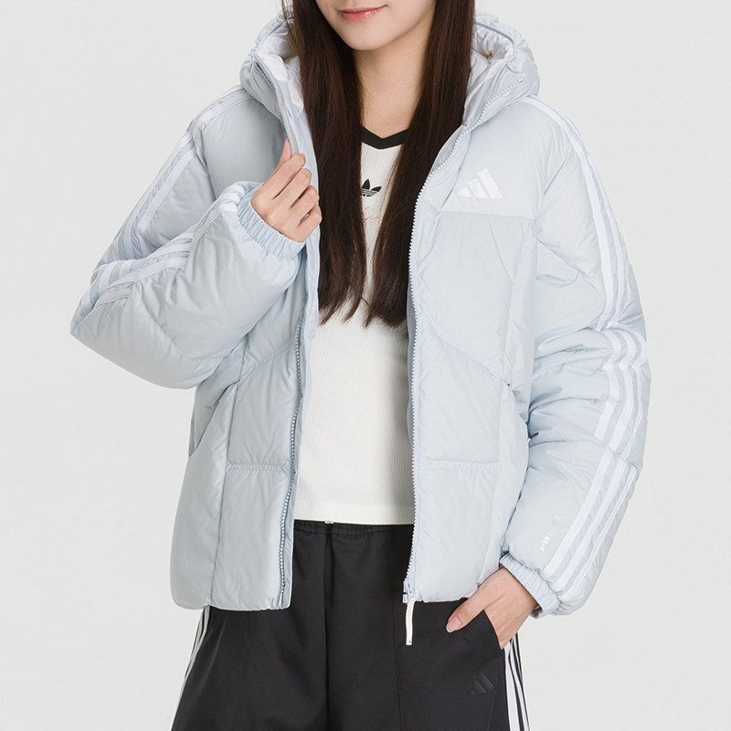 阿迪达斯2026冬季女装运动服羽绒服宽松版型鸭绒填充休闲保暖外套