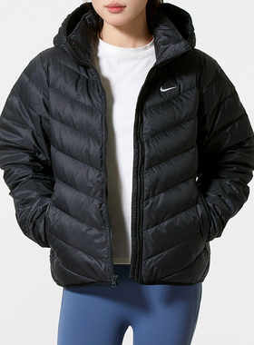 Nike耐克女子羽绒服冬季新款轻盈保暖连帽运动排骨外套HV5106-010
