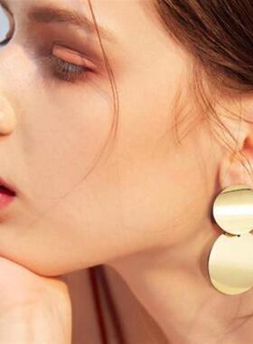 Women Big Geometric Statement Gold Metal Drop Earrings耳环女