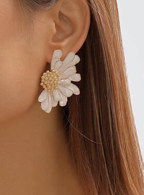 E8418 earrings alloy floral earrings women's pattern