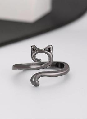 Opening Adjustable Fashion Animal Cat Ring Jewelry欧美猫戒指