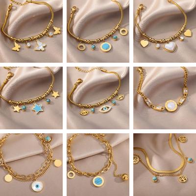 Vintage Stainless Steel Bracelet for Women Evil Eye Love