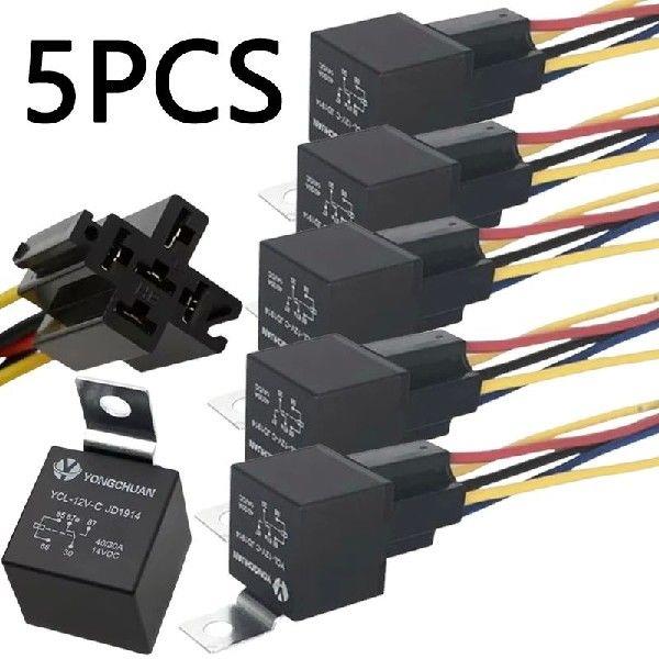 5/10PCS 5Pin Waterproof Auto Relay 12V 40A Car Relay Kit
