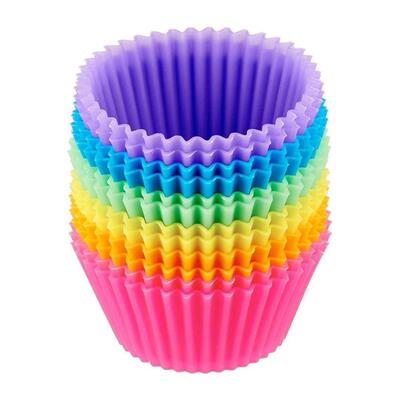 12pcs Silicone Cake Mold Round Muffin Cupcake Baking 蛋糕模