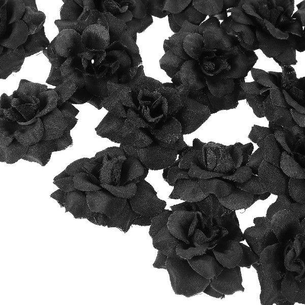 50 Pcs Flower Heads Silk Black Roses Bulk Table Garland for