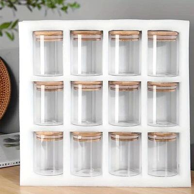 12 pieces/set glass storage jars portable transparent food j