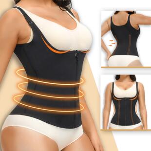 Waist Trainer Zipper Corset Body Shaper 束腰上半身塑身背心女