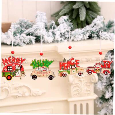 christmas decoration tree Old people's car wooden pendant