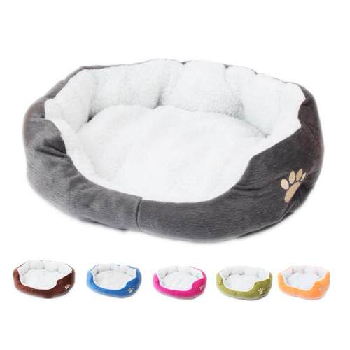 Blue Warm Indoor Soft Fleece Puppy Pets Dog Cat Bed House