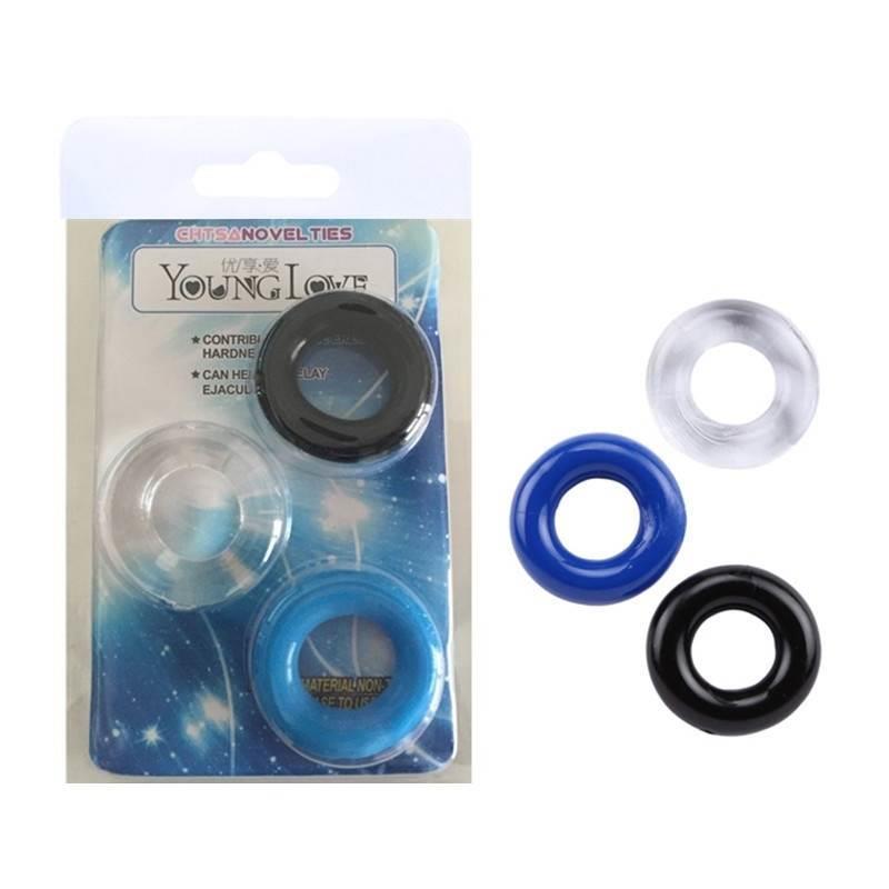 3pcs Silicone Cock Rings Delay Ejaculation Soft Penis Ring F