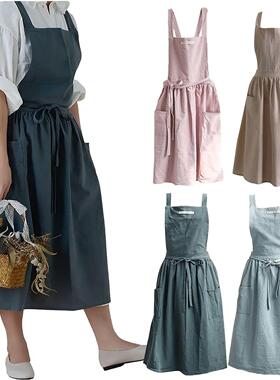 Soft Cotton Kitchen Cooking Apron With Cross Back For Cookin