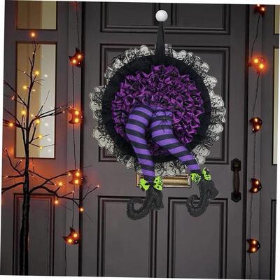Halloween Witch Hat Leg Door Wreath Halloween Wreath Door Ha