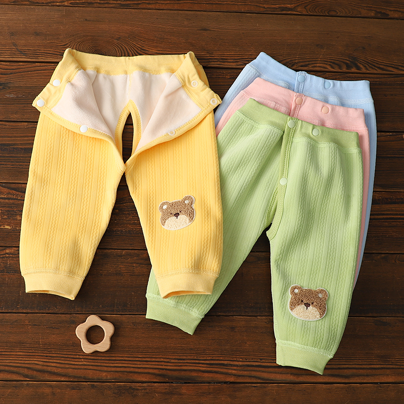 婴儿秋冬加绒保暖裤子宝宝开裆裤