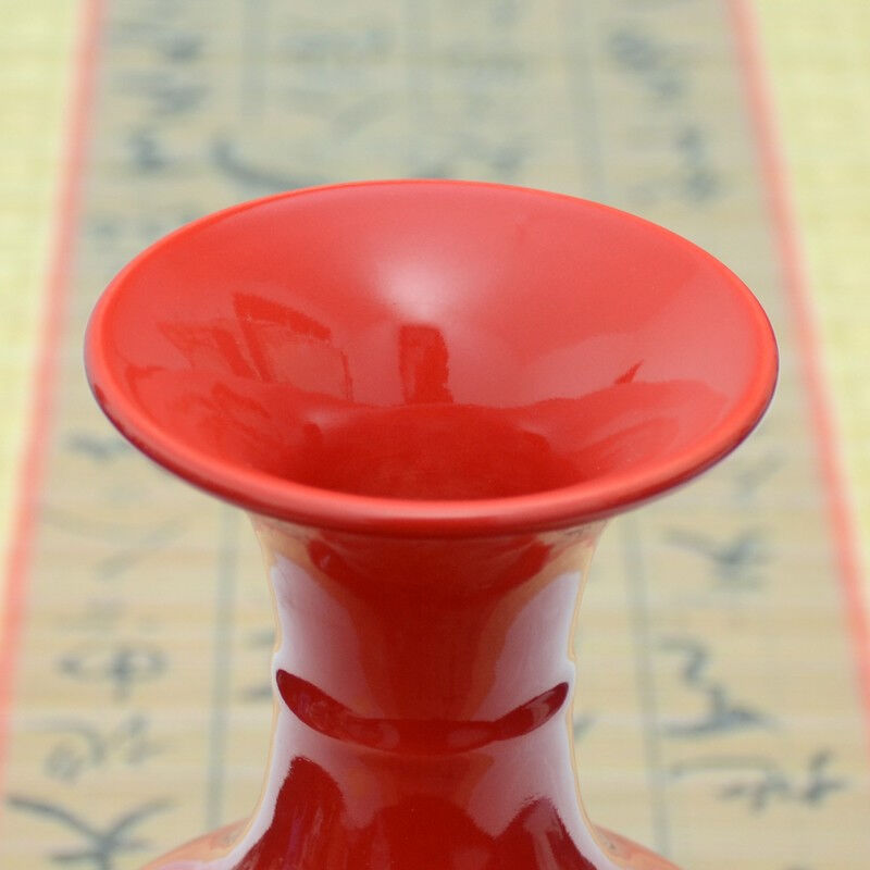 景德镇陶瓷器小号新中式红色花艺花瓶工艺品客厅摆件家居酒柜玄关