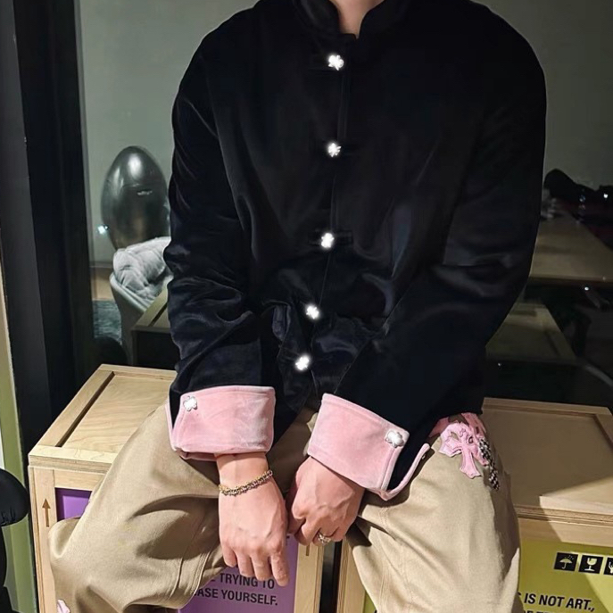 原样开发 王子异同款GL丝绒撞色新中式夹克中国风唐装男女外套潮