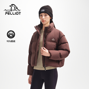 伯希和800蓬羽绒服2025新款 户外防风鹅绒服连帽保暖外套 女短款