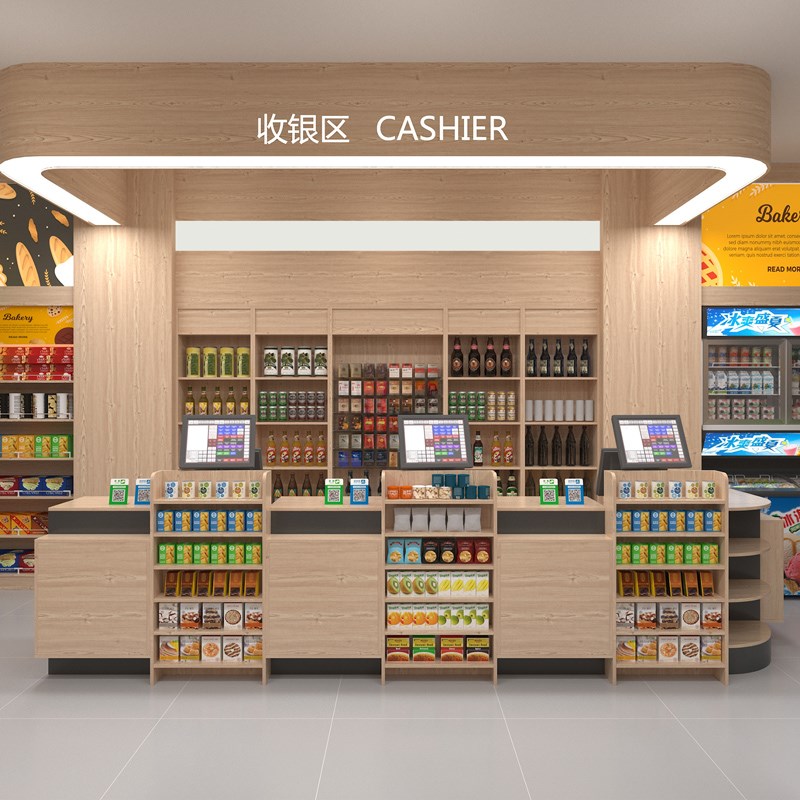 速发便利店货架展示架超市靠墙架零食架副食店双面商品多层置物架