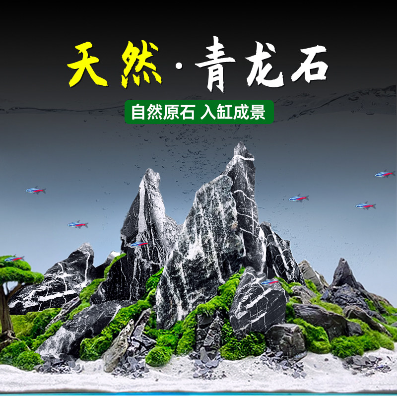 速发鱼缸造景石青龙石松皮石活石真石头假山景观装饰水陆缸摆件