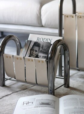 速发轻架金属皮质杂志奢书刊架家居摆件软架样板间设计师书装饰品