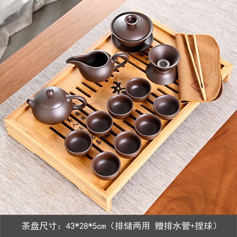 速发智典约具茶夫竹制实木茶盘家用茶台茶托简功储水托盘迷你小号