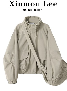 速发Ximo美锋复古休闲冲式衣外套感松小众设计宽开衫上衣