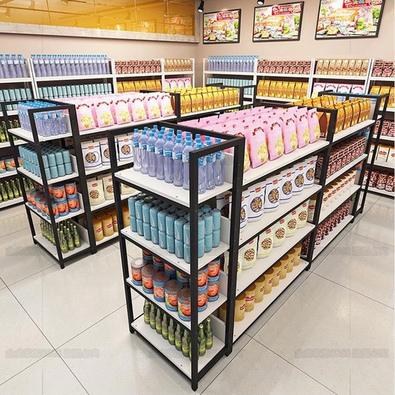 速发双面中岛柜超市文具货架展示架便利店化妆品端头多功能母婴置