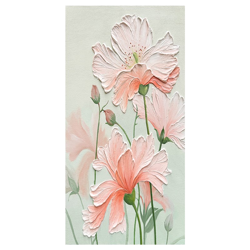 速发家居饰品手绘油画春日绽放粉色系肌理玄关走廊装饰画挂画