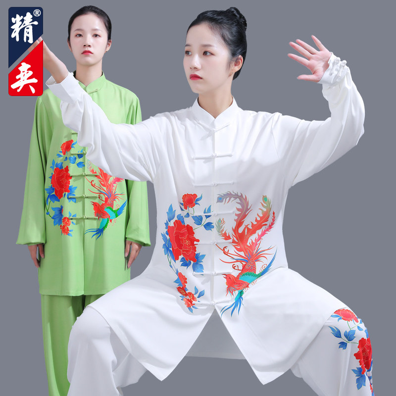 速发精新奕款八段服牡丹印花太极锦太极拳练功服男武术表演训练服