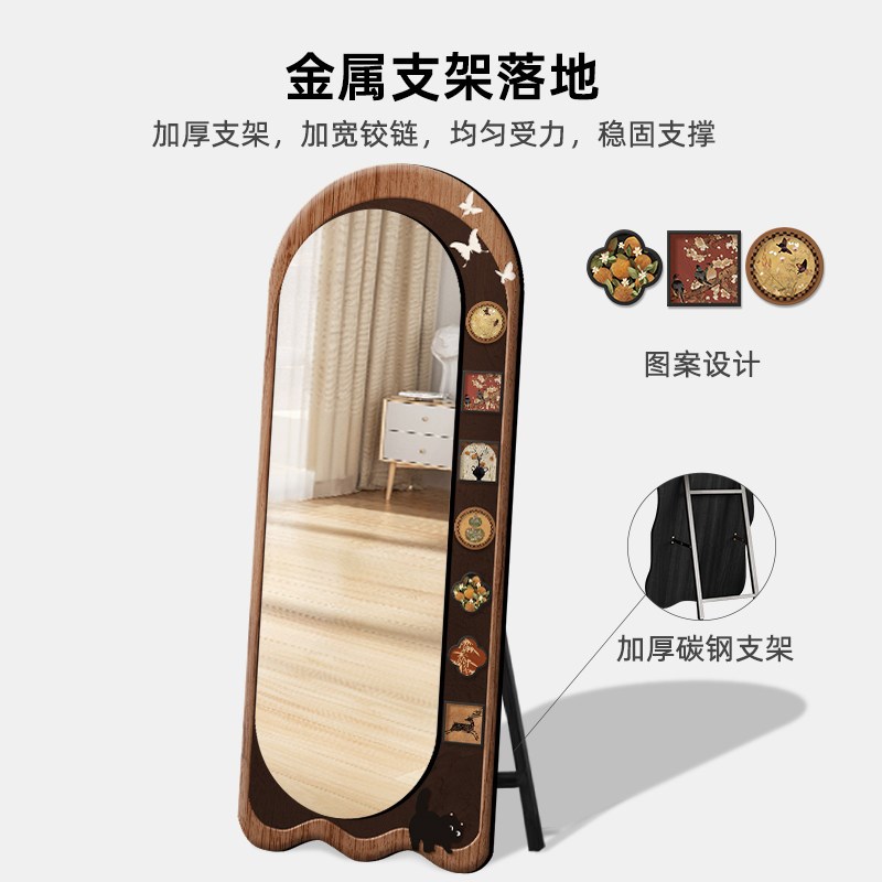 速发入户门口穿衣镜法式风2025新款蝴蝶卧室衣帽间全身镜落地镜子