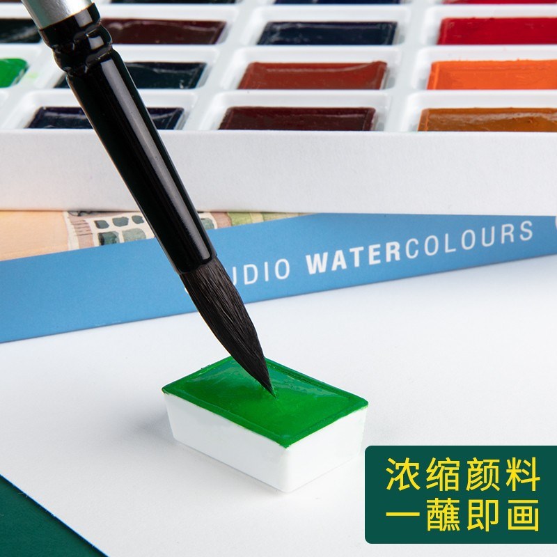 速发俄罗斯白h ig彩ts艺术家6色固体水彩颜料24色12色水夜颜料
