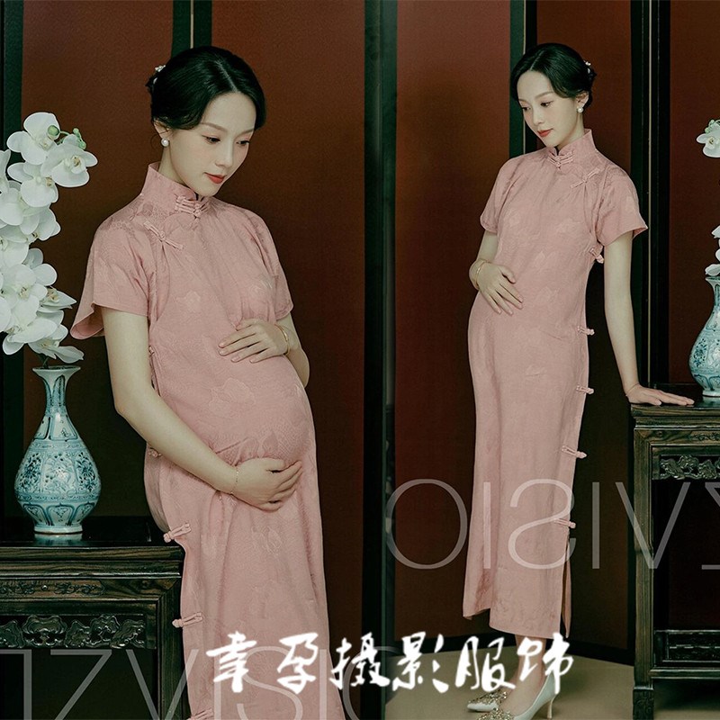 速发影楼孕咪拍照新装服款复古中国风旗袍大肚孕妈妇摄影主题古风