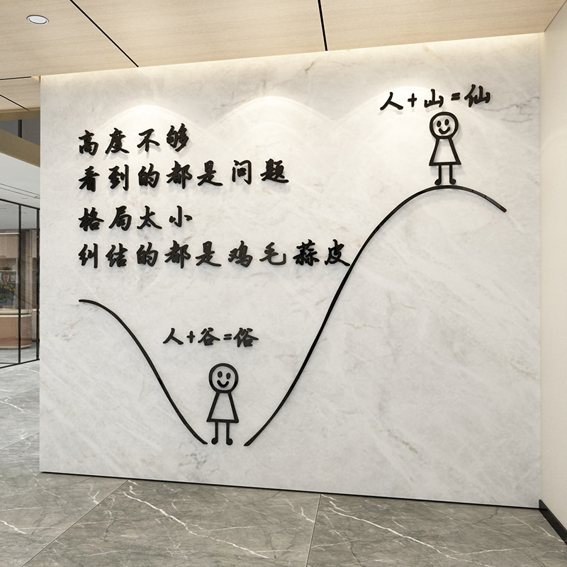 速发办公室墙面装纸亚业文化激励志标语贴饰公司会议背景立体企克