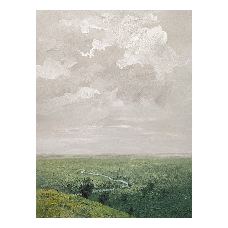 速发HESD.T手绘油画《初夏时光》侘寂风极简挂画客厅玄关抽象装饰