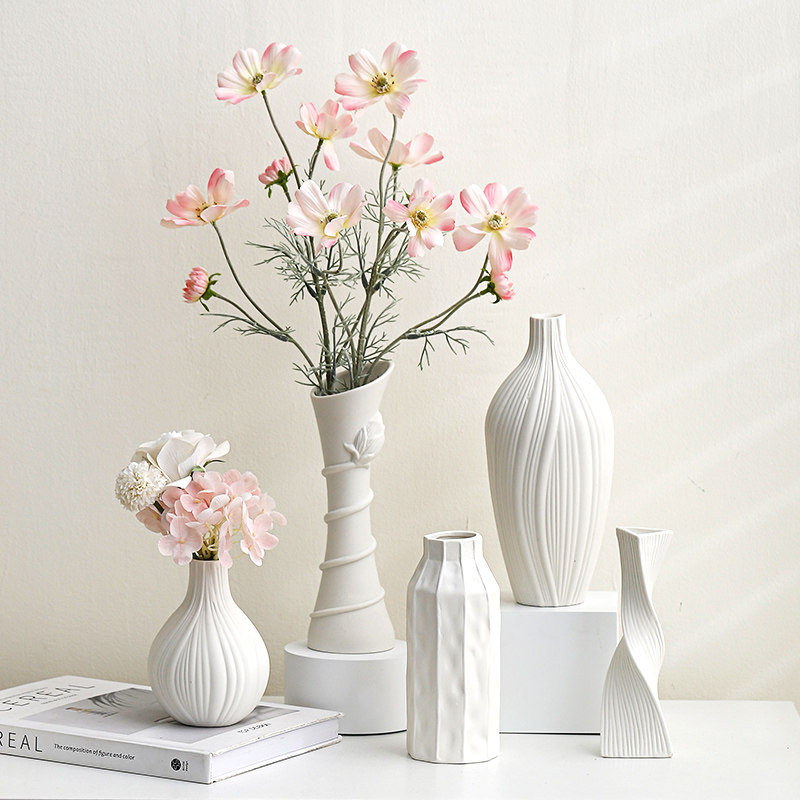速发2024花款侘寂风专瓶摆件客厅插花电视机柜装饰水培新用瓷器