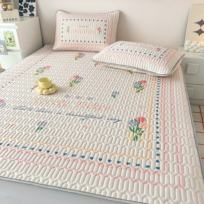 乳胶凉席2025新款三件套夏季冰丝凉感席子儿童床单双人空调软席2