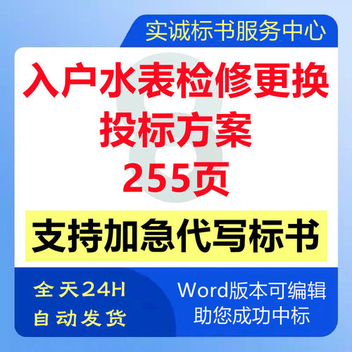 社区入户水表计量设备巡检维修更换管养技术投标书服务方案代写做