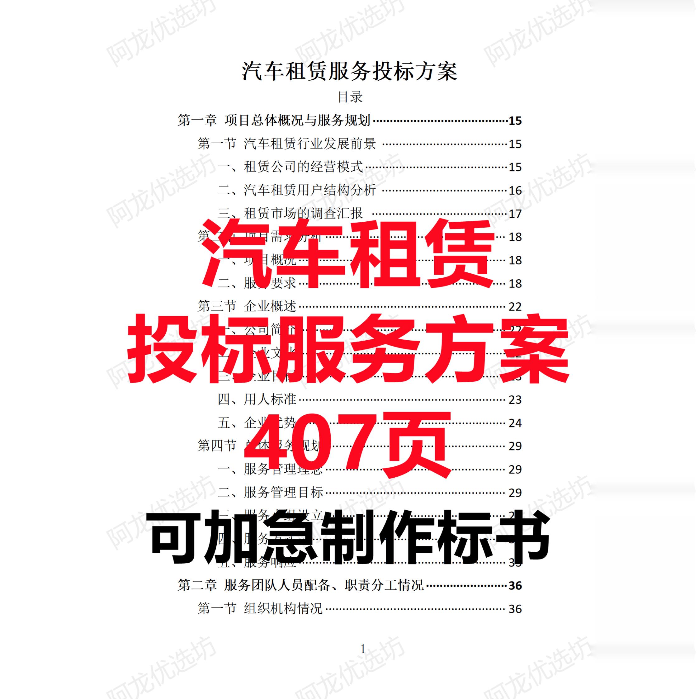 汽车租赁服务方案质量标准保证措施规章制度应急预案技术投标文件