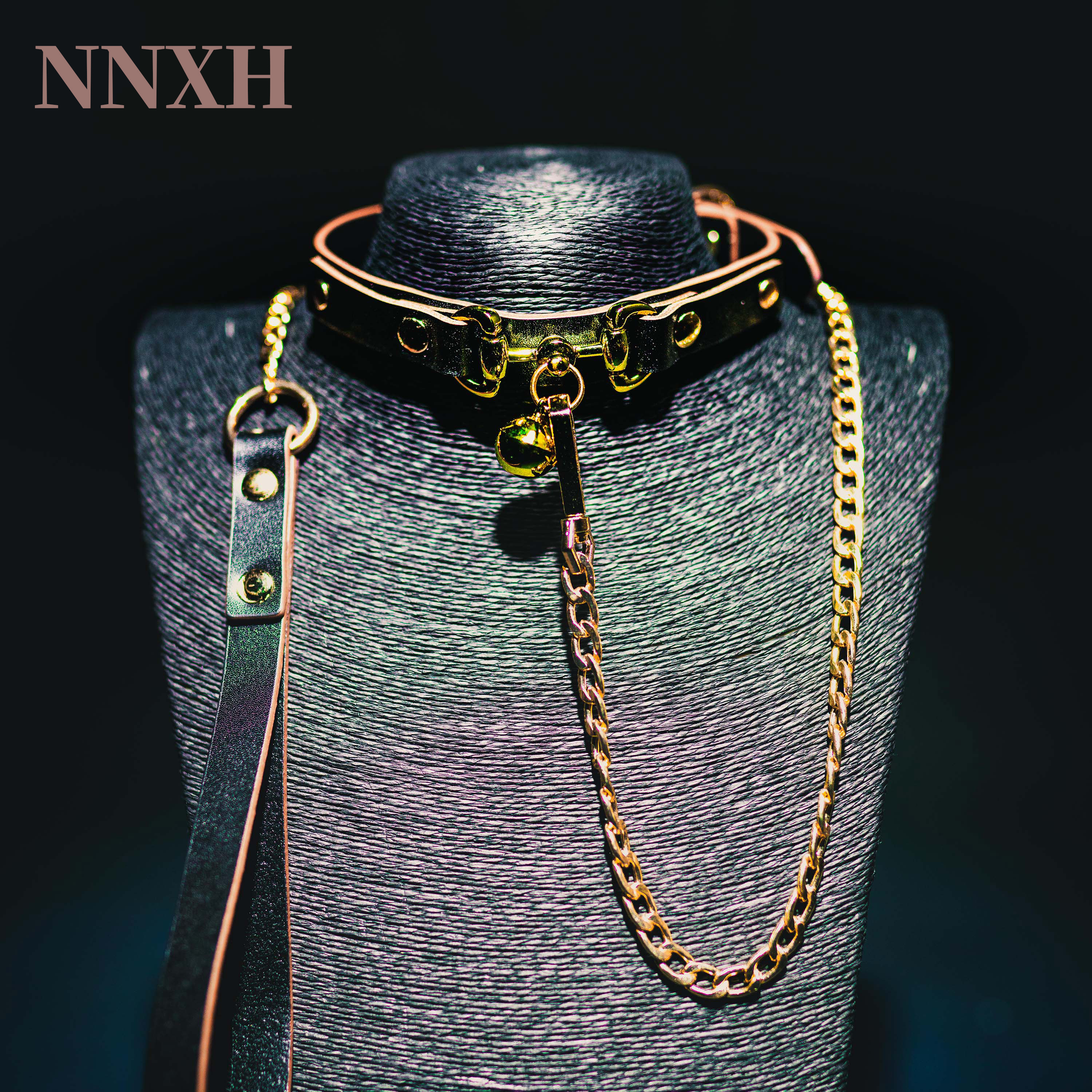 NNXH铃铛颈圈项圈颈套男女choker项链真皮k9小狗puppy牵引绳