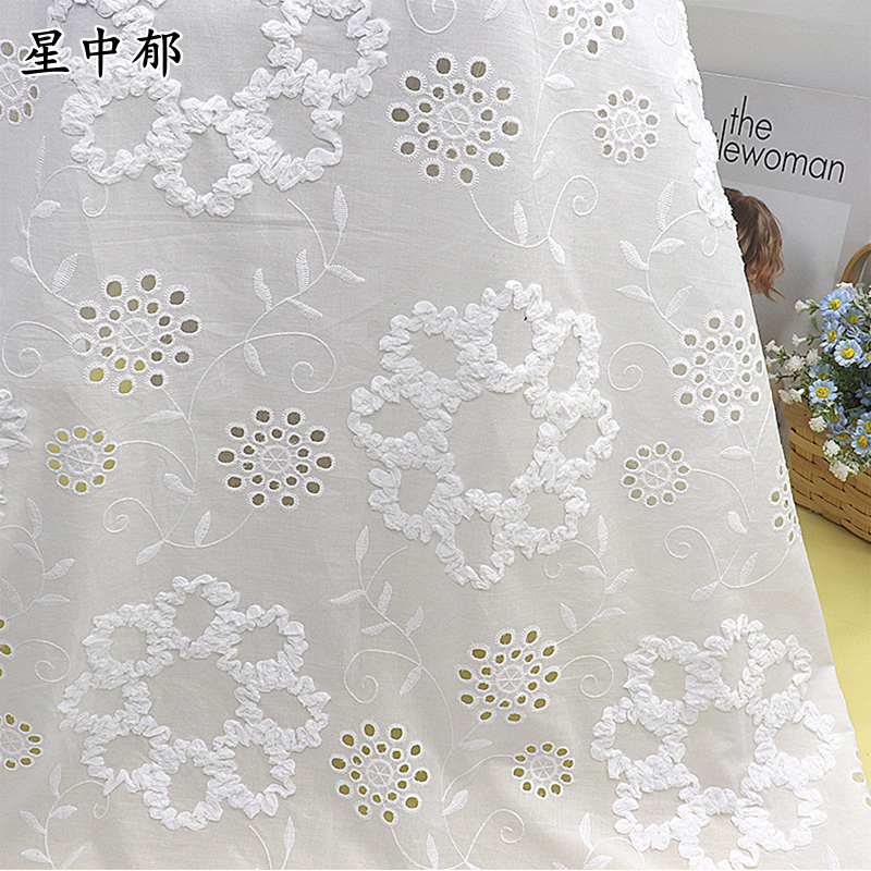 棉布盘带绣裙子窗帘镂空装饰布