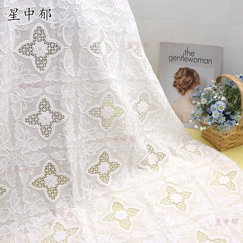 精棉立体刺绣面料棉布绣花布
