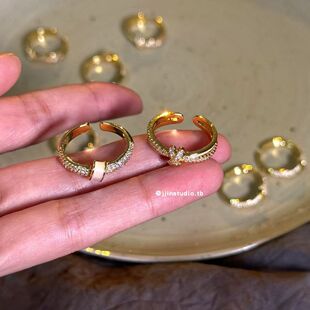 新中式高贵典雅金色中古开口戒指女小众时尚轻奢宫廷风高级感指环