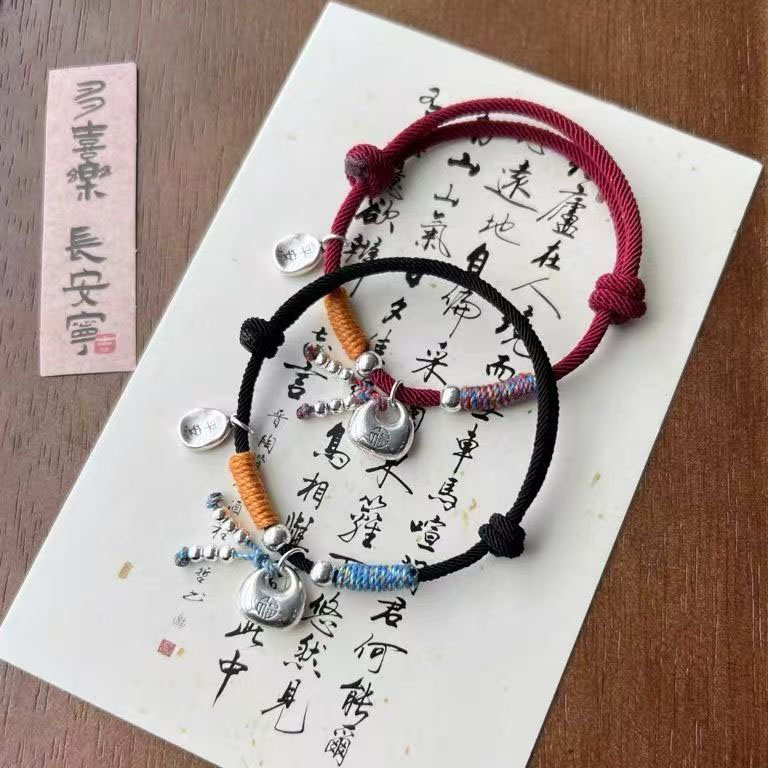 福坨坨实心平安小胖福红绳手链