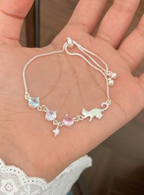 韩系可爱追星小猫锆石手链精致