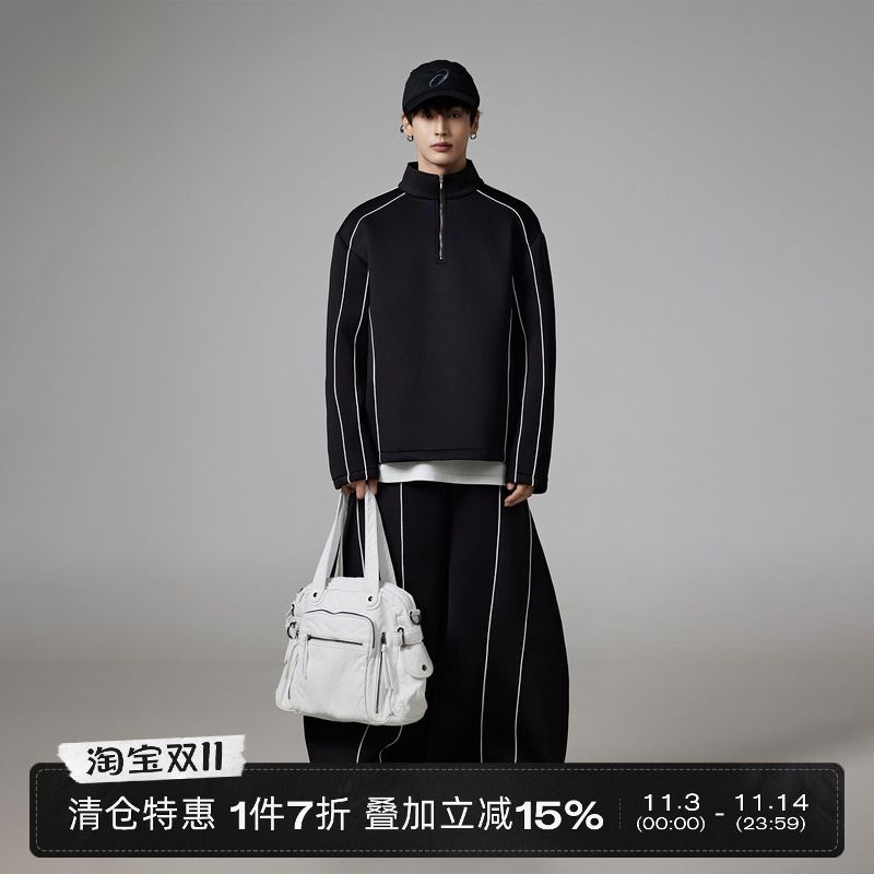 解构设计重磅空气层立领卫衣套装