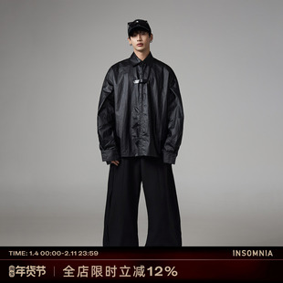 INSOMNIA失眠者原创自制复古做旧小众设计魔术贴宽松涂层衬衫外套