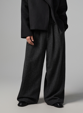 INSOMNIA失眠者 原创自制高级感垂感堆叠羊毛混纺休闲西装阔腿裤